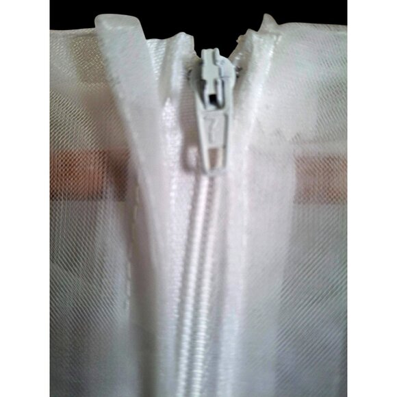 Vtg Girls Floral Tapestry Dress With Sheer Bodice & Navy Satin Puff Sleeves - Picture 12 of 15